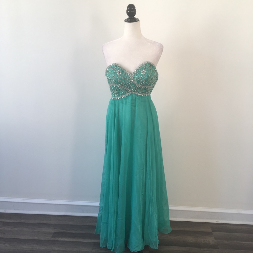 Aspeed Teal Jeweled Gown